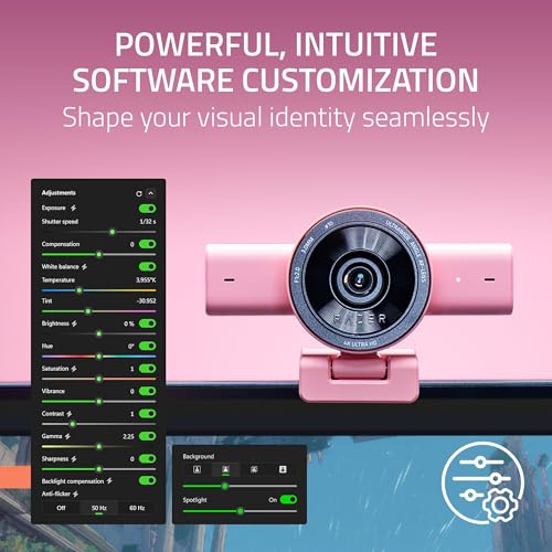 Image of Razer Kiyo V2 Streaming Webcam: 4K 30 FPS, 1080p 60 FPS - AI Powered Auto-Framing - Built-in Microphone - Ultrawide Angle Lens - Privacy Cover - Works with OBS, Xsplit, Discord, Zoom, Teams - Pink