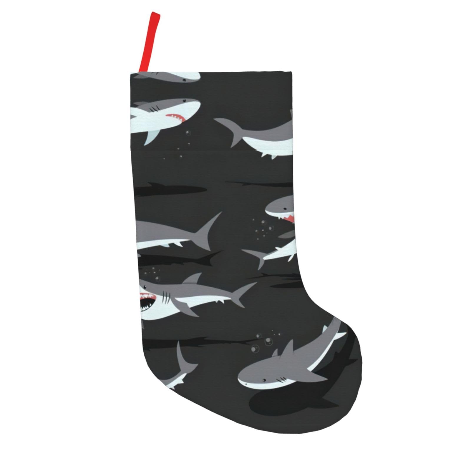 JEJEA Shark Print Christmas Stocking, Personalized Xmas Stockings, Fireplace Hanging Stockings, Xmas Party Gift