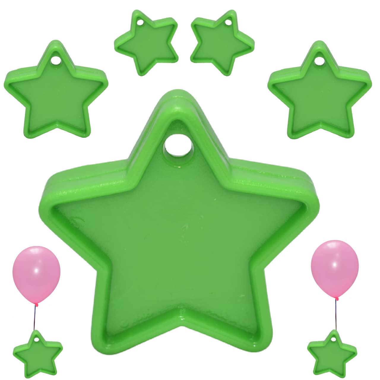 Colorful Helium Balloon Weights Star Shaped Balloon Weights Plastic Balloon Pack of 5,10 and 25 Weights for Balloons Birthday Wedding Party Decorations Supplies (Green, 25)