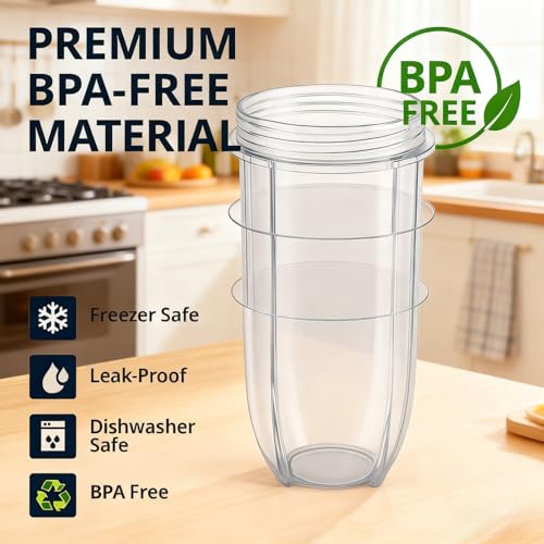 Repuesto Poweka 3 vasos 16 oz con tapa para licuadora miniatura 3