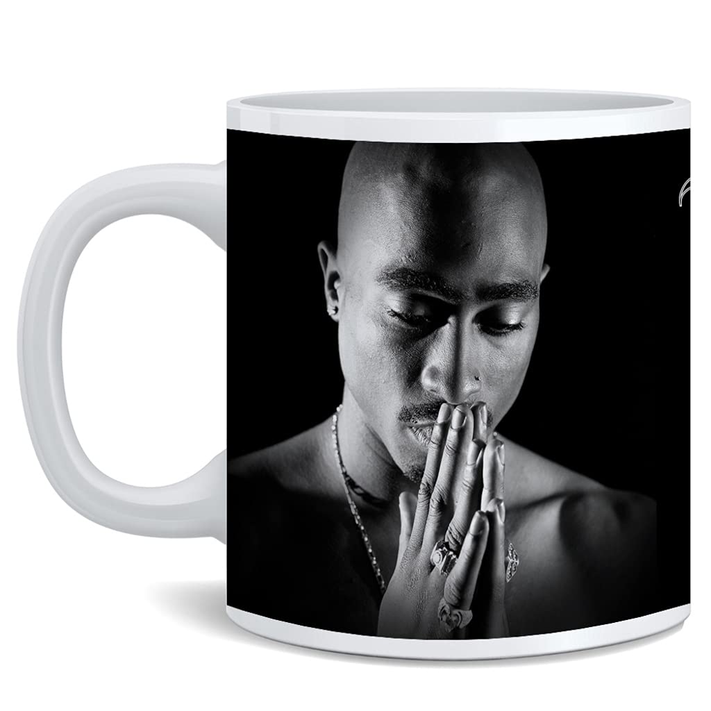 Poster Foundry Tupac 2Pac Mug Praying Hands Shakur 90s Hip Hop Memorabilia Rap Music Merchandise Rapper Merch Ceramic Coffee Mug Tea Cup Fun Novelty Gift 12 oz