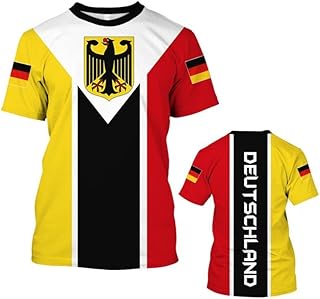 Deutschland T-Shirt Herren Damen, Totenkopf Design mit Deutschlandflagge, Trikot, Kurzarm Polyester,Fußball Tshirt