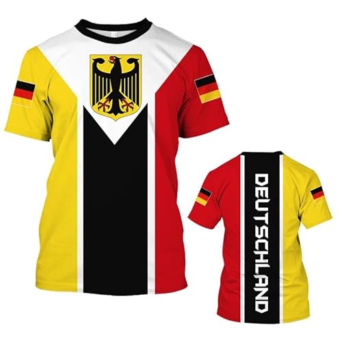 Deutschland T-Shirt Herren Damen, Totenkopf Design mit Deutschlandflagge, Trikot, Kurzarm Polyester,Fußball Tshirt (DE/NL/SE/PL, Alphanumerisch, M, Regular, Regular, Germany 1)