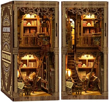 Book Nook Kit, DIY Miniatur Puppenhaus Booknook Kit, 3D Holz Puzzle Buchstütze Bücherregal einfügen Dekor für Erwachsene