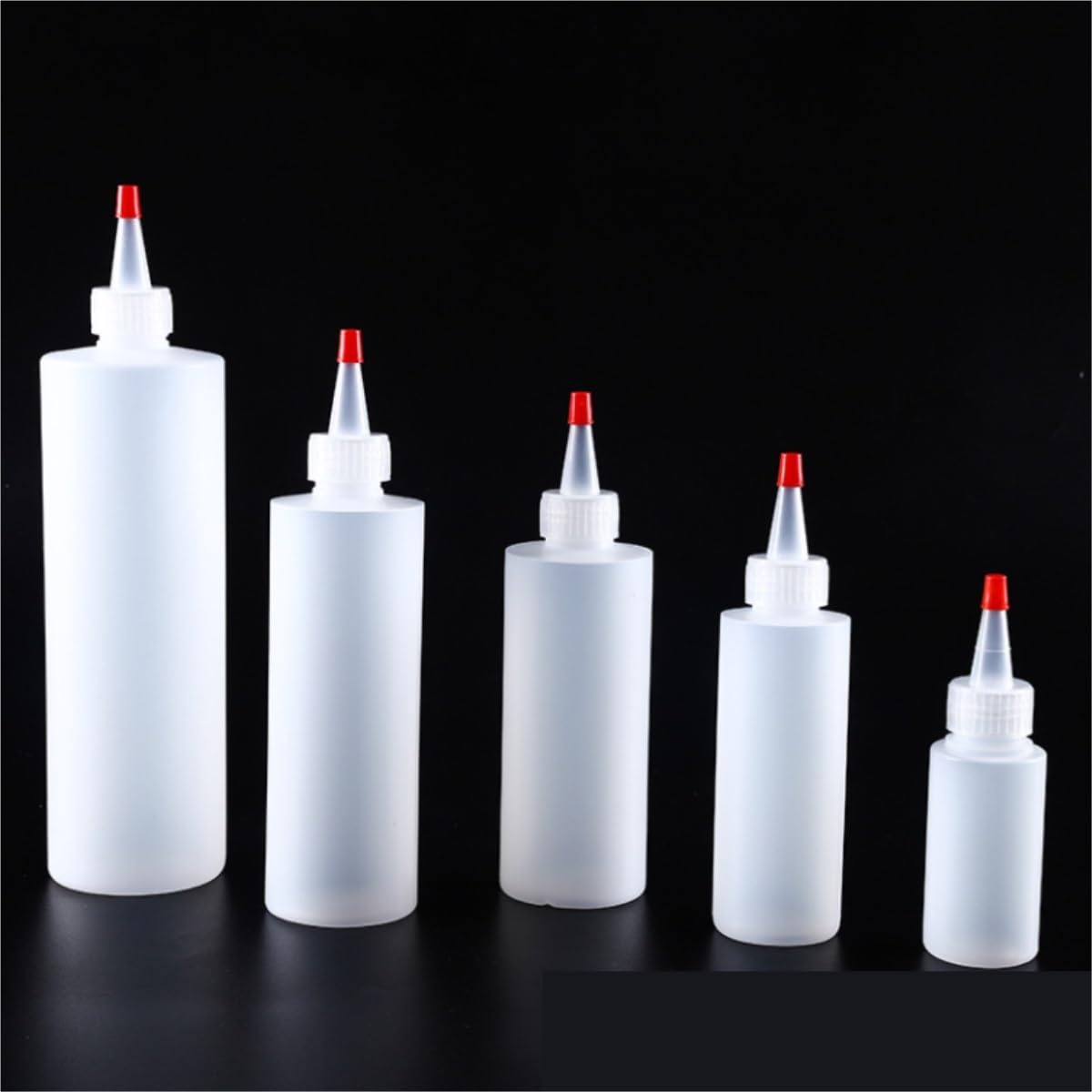 Quetschflasche Squeeze Flasche Kunststoff-Gewürz-Quetschflasche, Rote Verschlusskappe, Spitze Öffnung, 5-teiliges Set Saucenflasche(120ml)