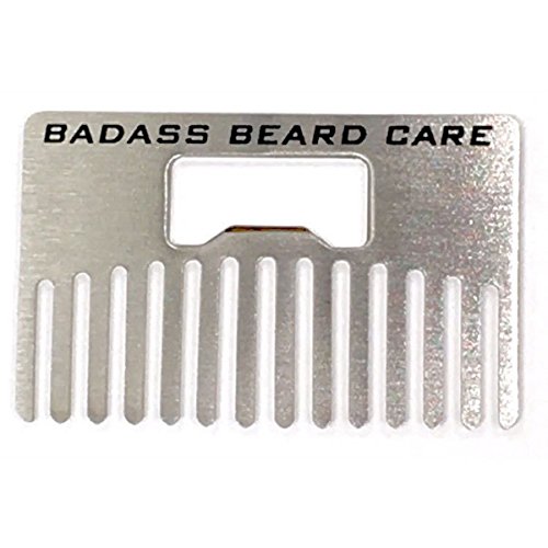 Badass Beard Care Stainless Steel Credit Card Sized Wallet Beard Comb for Men