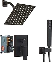 Vista 9 de Kit de molduras de ducha de una sola función con válvula áspera, juego de ducha de lluvia para baño, sistema de grifo de ducha de lluvia con cabezal