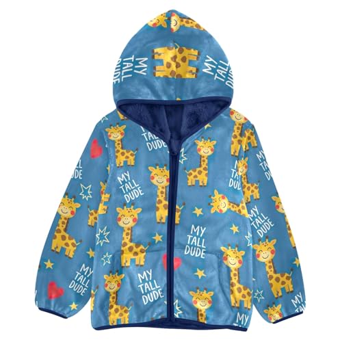 CHIFIGNO Cute Cartoon Giraffes Kids Soft Thick Fleece Jacket with Polar Fleece Lining 3T