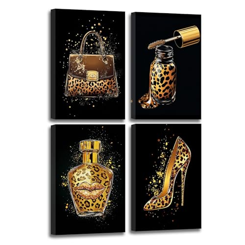 AWPANERAR Set of 4 Fashion Leopard Print for Bedroom Wall