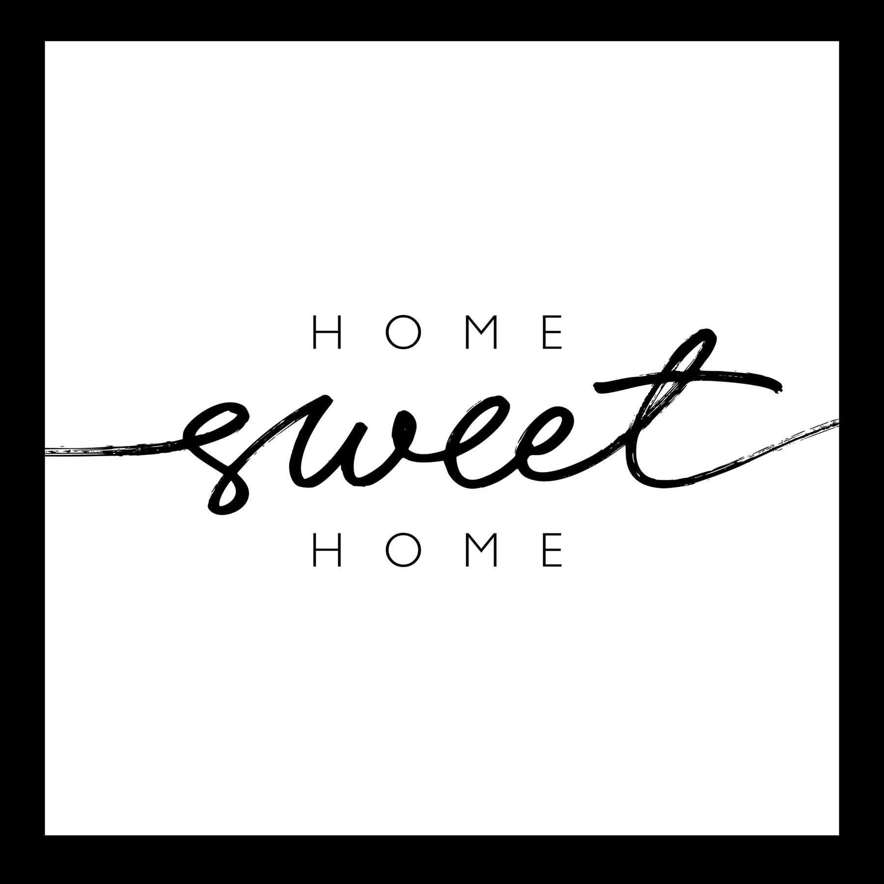 Decorazione da parete, 30 x 30 cm, motivo: Home Sweet Home, colore nero e bianco