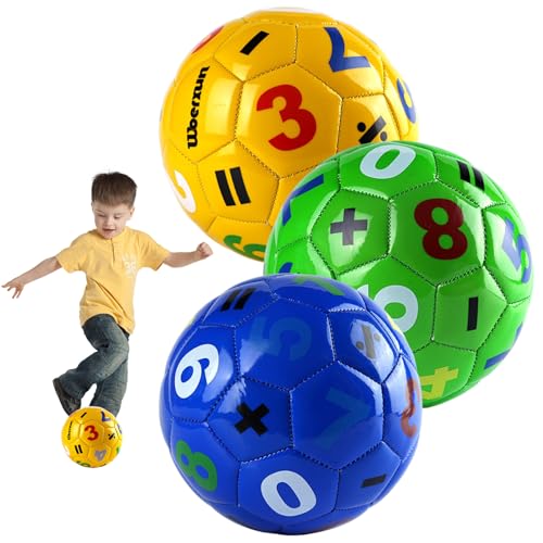 3pcs Bola de fútbol para niños pequeños, Bola de fútbol de 6 Pulgadas de tamaño 2, número de de PVC de Aprendizaje con Boquilla de Aire Sellado para Regalos Interiores al Aire Libre, niño pequ