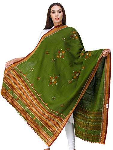 Image of Exotic India Women's Kutch Wool Shawl (SHV95--beige)