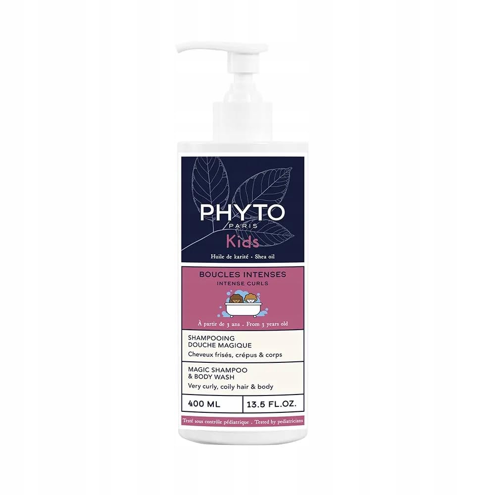 Phyto Paris – Magisches Dusch-Shampoo 2-in-1 Intensive Locken für Kinder – Entwirrungs-Shampoo – reinigt Körper und krauses Haar – Sheabutter und Akazienhonig – Shampoo für Kinder intensive Locken