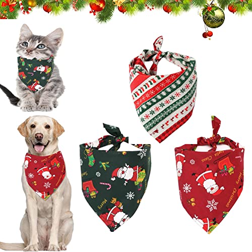 Pañuelos Para Perro Navideños - Pack De 3 Bandanas En Rojo, Verde Y Blanco, Para Mascotas Pequeñas Y Grandes