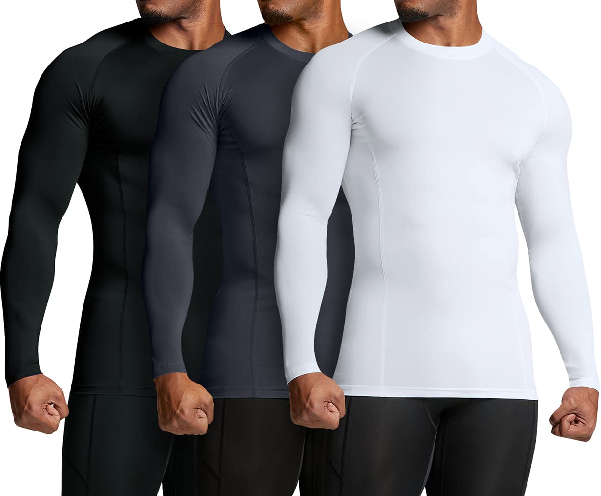 ATHLIO Camisas de compresión de manga larga UPF 50+ para hombre, capa base de protección contra erupciones para deportes acuáticos, camiseta de entrenamiento atlético