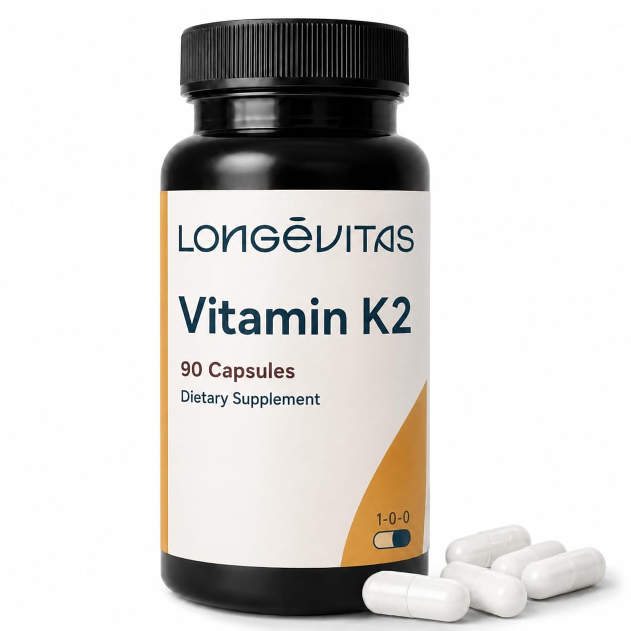 Longévitas Vitamina K2 MK-7, Menaquinona 90 µg (90 Cápsulas)