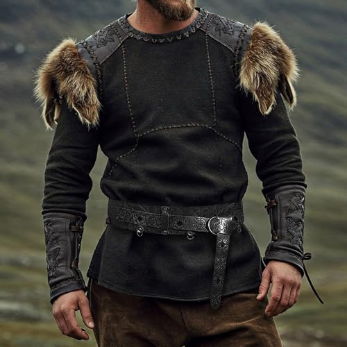 Charmian Men's Gothic Punk Medieval PU Leather Embossed O Ring Waist Belt2