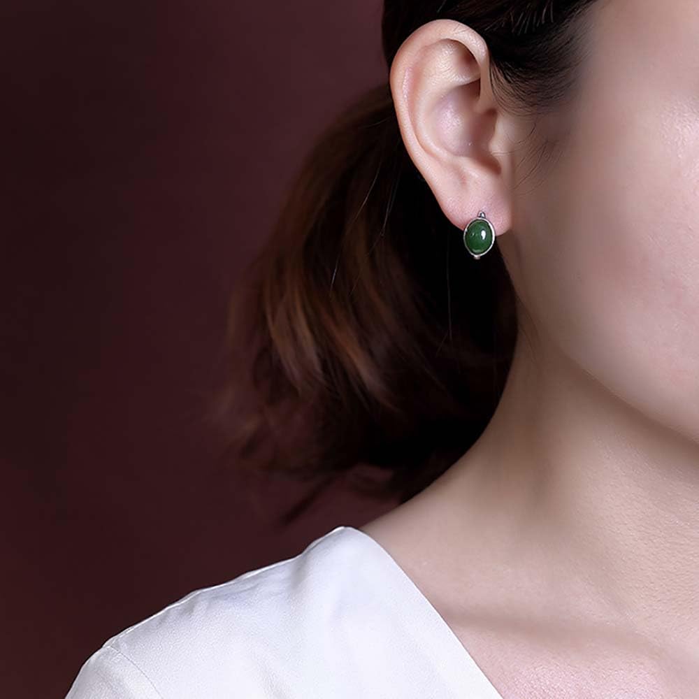 Retro rannte Ziffern Black Round Stud Ohrringe, Sterling Silver Dark Series Vielseitiger Schmuck für Männer Wen