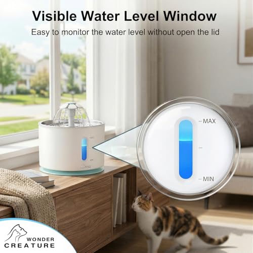 Fuente de agua automática para gatos 2.4L con tapa acero miniatura 2