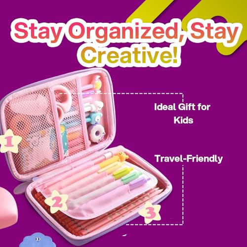 Image of KHODIYAR Enterprise Premium Eva 3D Cover Large Capacity Pencil Case Compartments, School Pouch Stylish Pen Holder (Pink Unicorn)