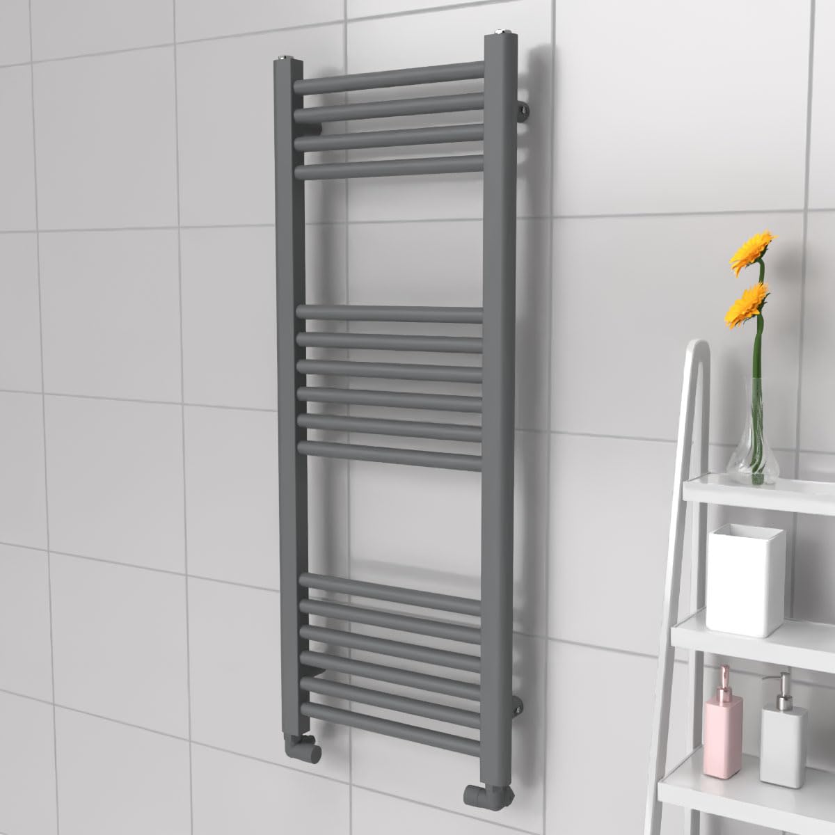 Lux Heat Anthracite Grey Ladder Towel Radiator 1000Mm (H) X 400Mm (W)