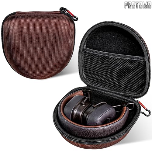 Image of Hard Eva Box Travel Carrying Bag Zipper Protective Pouch Cover Case Shockproof Storage Fits with USB Cable Compatible with Marshall Major 5 /4 /3 /2 Headphone (Brown)