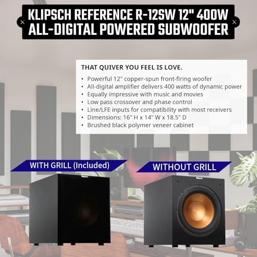 Image of Klipsch Reference R-26FA Dolby Atmos Floorstanding Speaker (Pair) + R-12SW 12″ Subwoofer - Premium Home Theater Tower & Deep Bass Sub Bundle