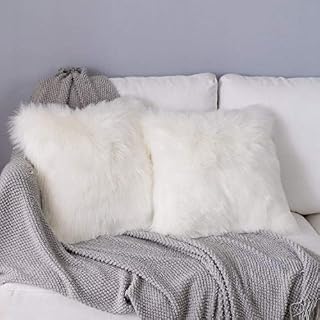 DQMEN Faux Fur Cushion Covers, Deluxe Home Decorative Super Soft Plush Mongolian Faux Fur Throw Pillow Cover Cushion Case
