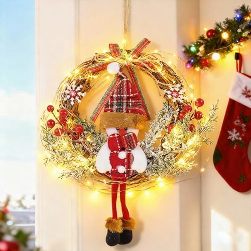 Türkranz Weihnachten mit LED Licht, 35 cm Weihnachtskranz Haustür...