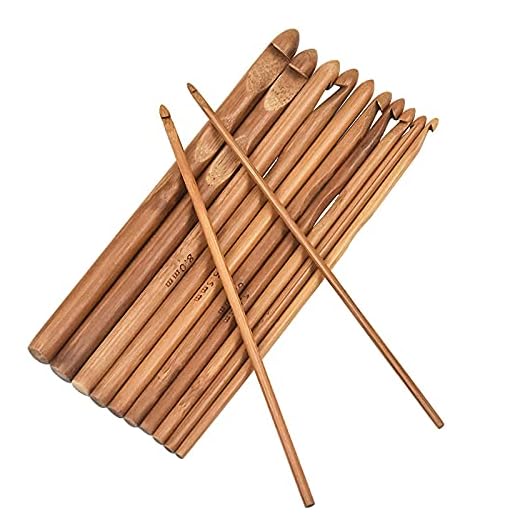 Häkelnadeln Set, 12Stk Bambus Häkelnadeln Set Häkelnadel Größe 15cm, 3mm bis 10mm, Häkeln Stricken Nadeln Kit für Beginner und Anfänger