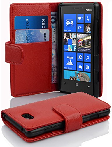 Cadorabo Funda Libro para Nokia Lumia 820 en Rojo Infierno   Cubierta Proteccíon de Cuero Sintético Estructurado con Tarjetero y Función de Suporte   Etui Case Cover Carcasa