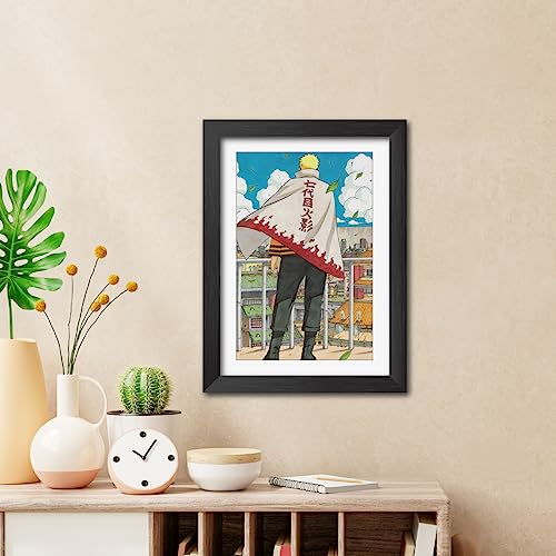 Image of TenorArts Naruto Hokage Photo Frame Laminated Poster Framed Painting with Matt Finish Black Textures (12inches x 9inches)