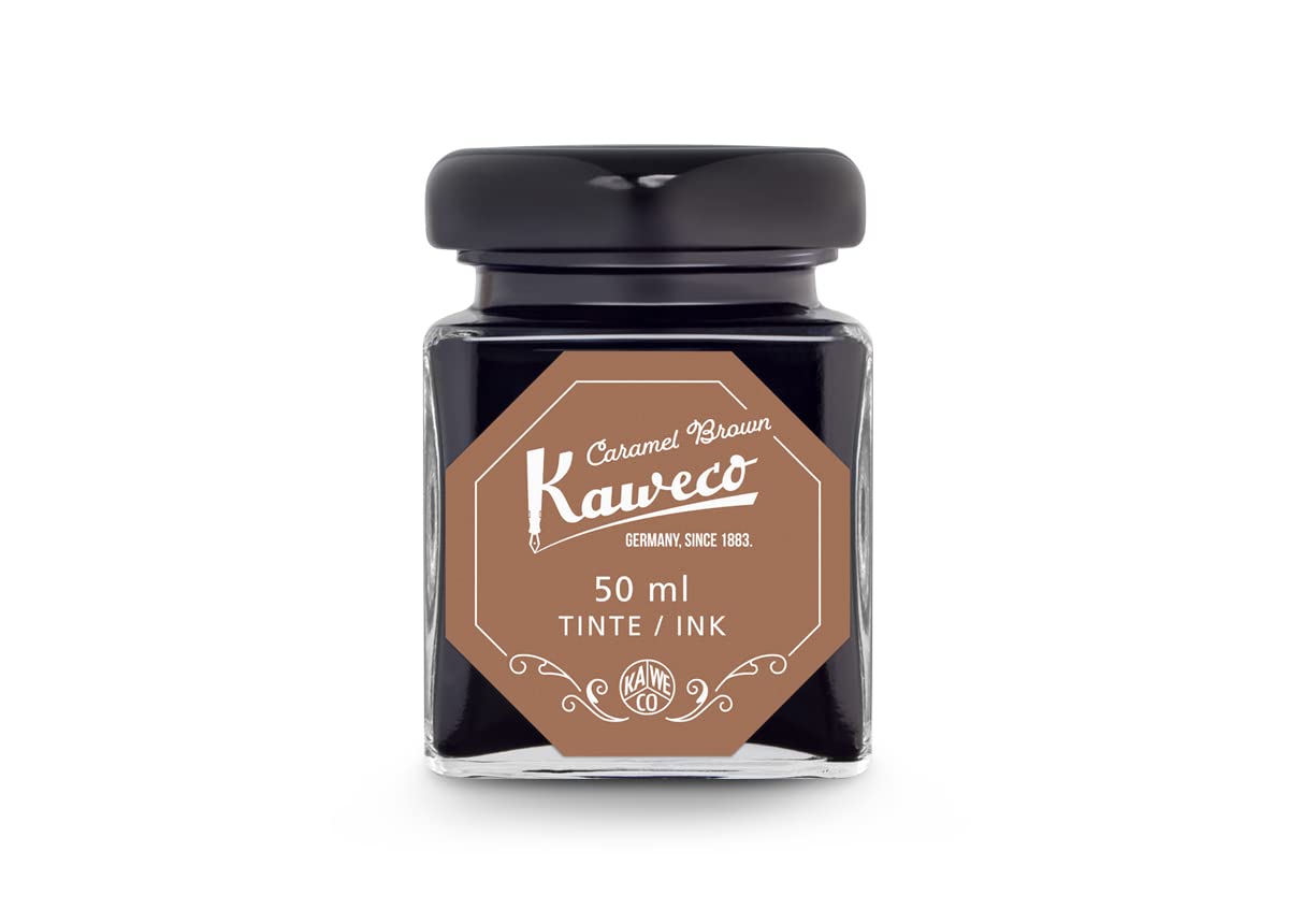 Kaweco Ink Bottle 50 ml Caramel Brown I Premium Ink for Fountain Pen in Glass I with Kaweco Quality Seal I Vegan Cruelty Free Water Soluble Calligraphy Lettering Writing