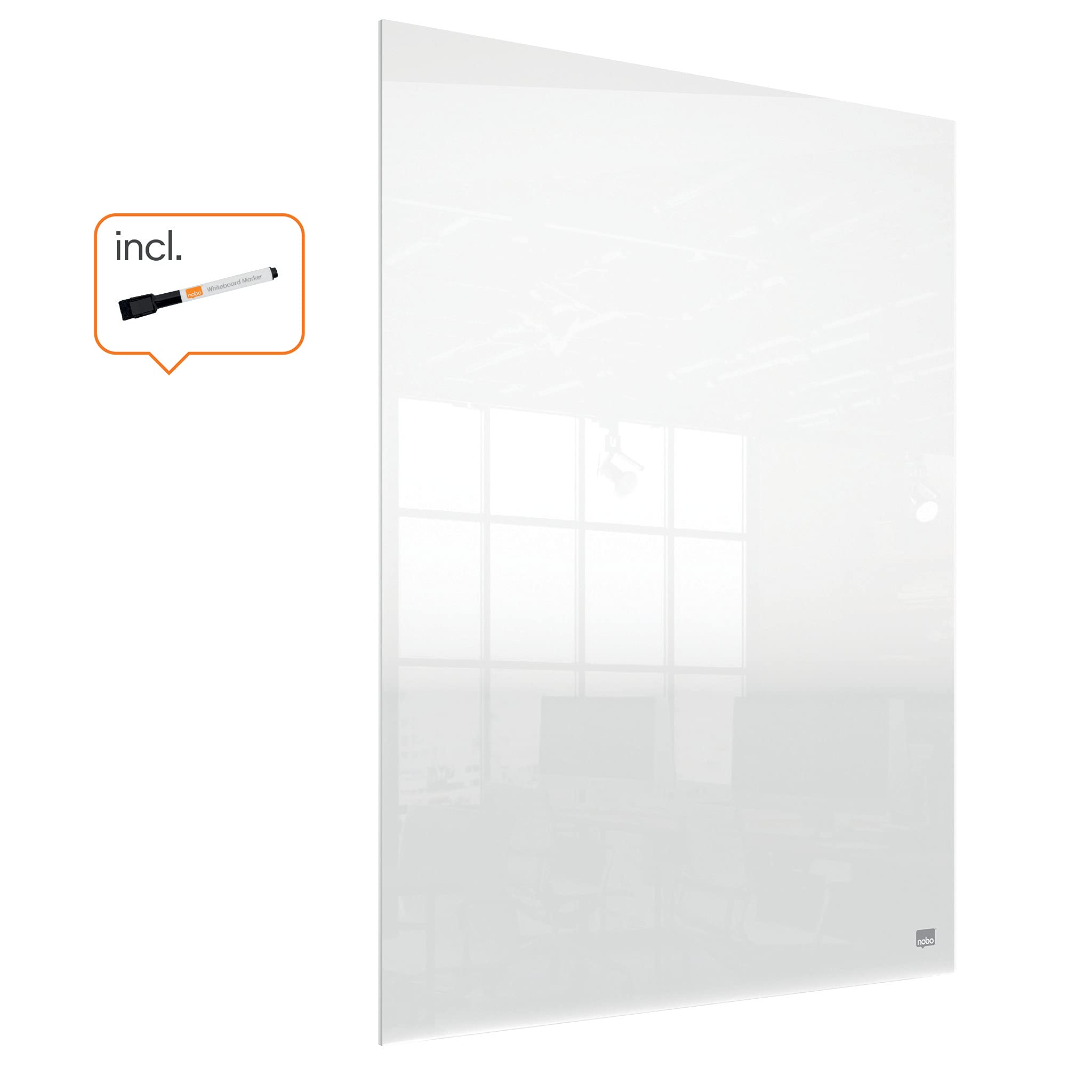 Nobo Pizarra Blanca Magnética para Escritorio y Pared, Portátil, Borrado en Seco, Sin Marco, Incluye Rotulador y Soportes, Transparente, 600 x 450 mm, 1915618