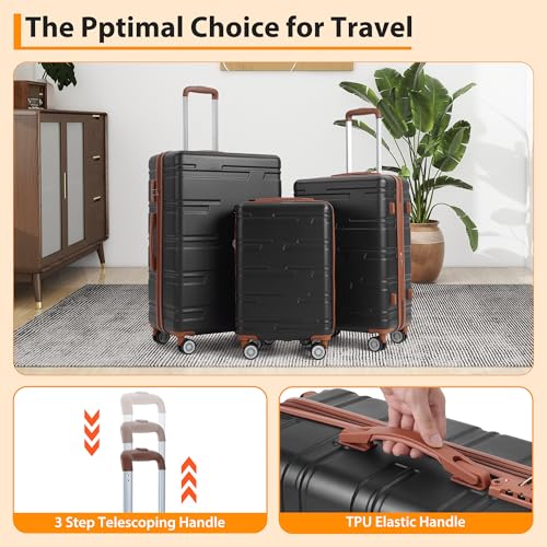 3 Piece Suitcase Set, Hardshell Luggage Set Expandable (20''/24''/28''), ABS Carry On Suitcase With TSA Locks, Lightweight Hardside Luggage With Double Spinner Wheels 5