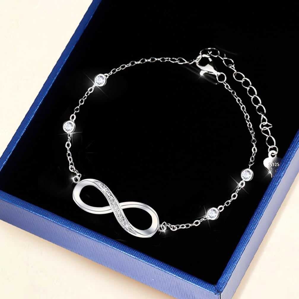 925 Sterling Silver Infinity Ankle Bracelet for Women,Endless Love Symbol Anklet in Classic Design,Gifts for Women Birthday,Holiday - Image 6