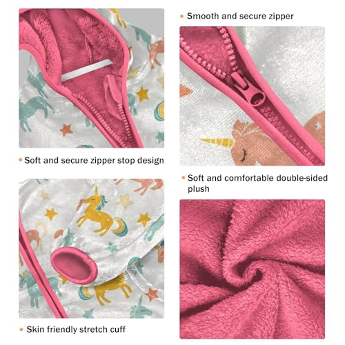 Cartoon Unicorn Star Girls Fleece Jacket Girls Fall Jacket Girl Coats Zip Up Hoodie Children Sherpa Warm Outerwear 2-10T3