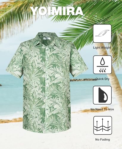 Image of Yoimira Hawaiian Shirts for Men, Print Mens Casual Short Sleeve Button Down Shirts Floral Aloha Beach Shirt