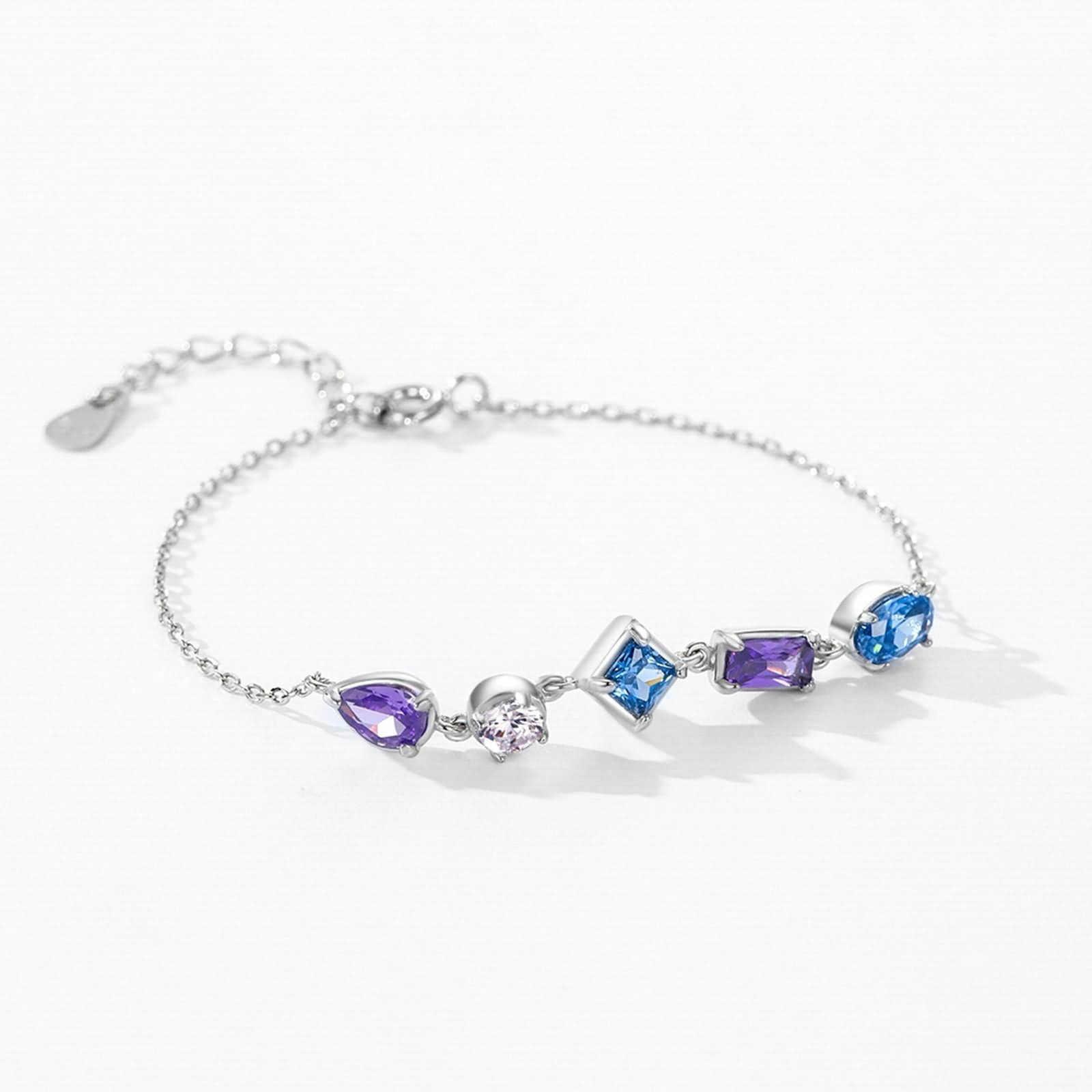 Pulsera para mujer, pulseras de joyería para mujer con amatista y topacio para mujer
