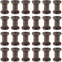 SUNNYCLUE 25Pcs Wood Thread Bobbins Brown Wooden Spools Bulk Natural Unfinished Empty Wire Weaving Textile Ribbon Rope Roll Crochet Cord Organizer Lace Line Spool for Embroidery Sewing Art DIY Crafts
