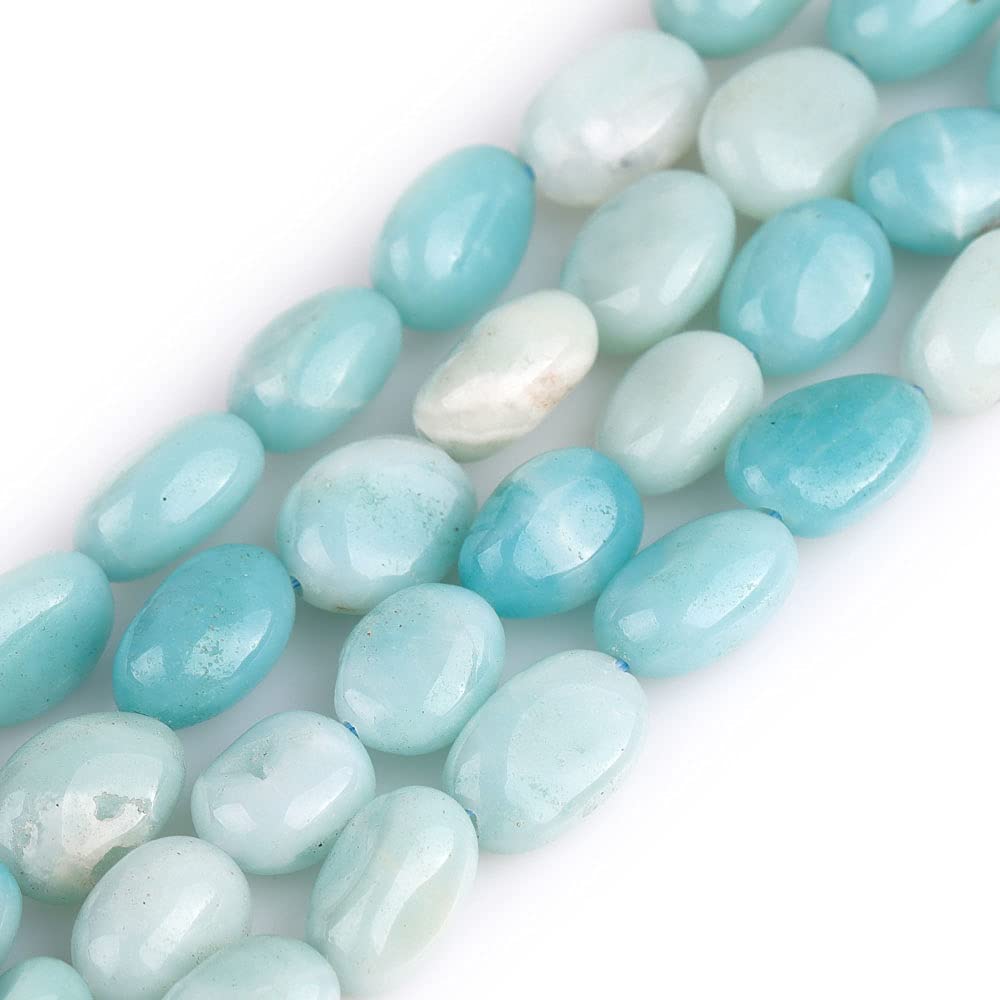 Sweet & Happy Girl's Store 9X12mm Freeform Potato Shaped Gemstone Amazonite Beads Strand 15 Inch Jewellery Making Beads