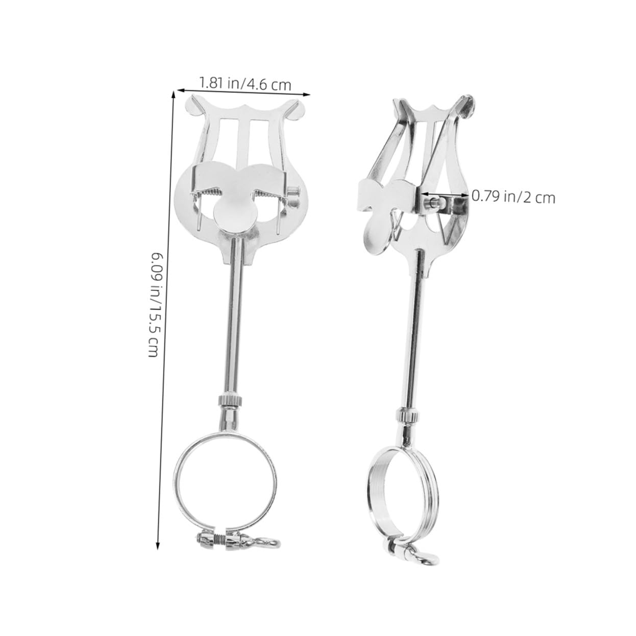 2 Stück Klarinetten Lyra Notenhalter aus Eisen Silberfarben Leicht und Tragbar für Proben und Reisen mit Durchmesser 3,2cm