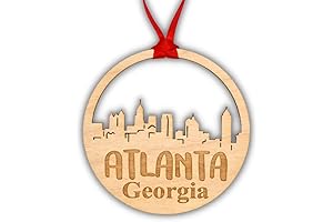Atlanta Christmas Ornament - A Wooden City Skyline of Georgia's Vibrant Beauty