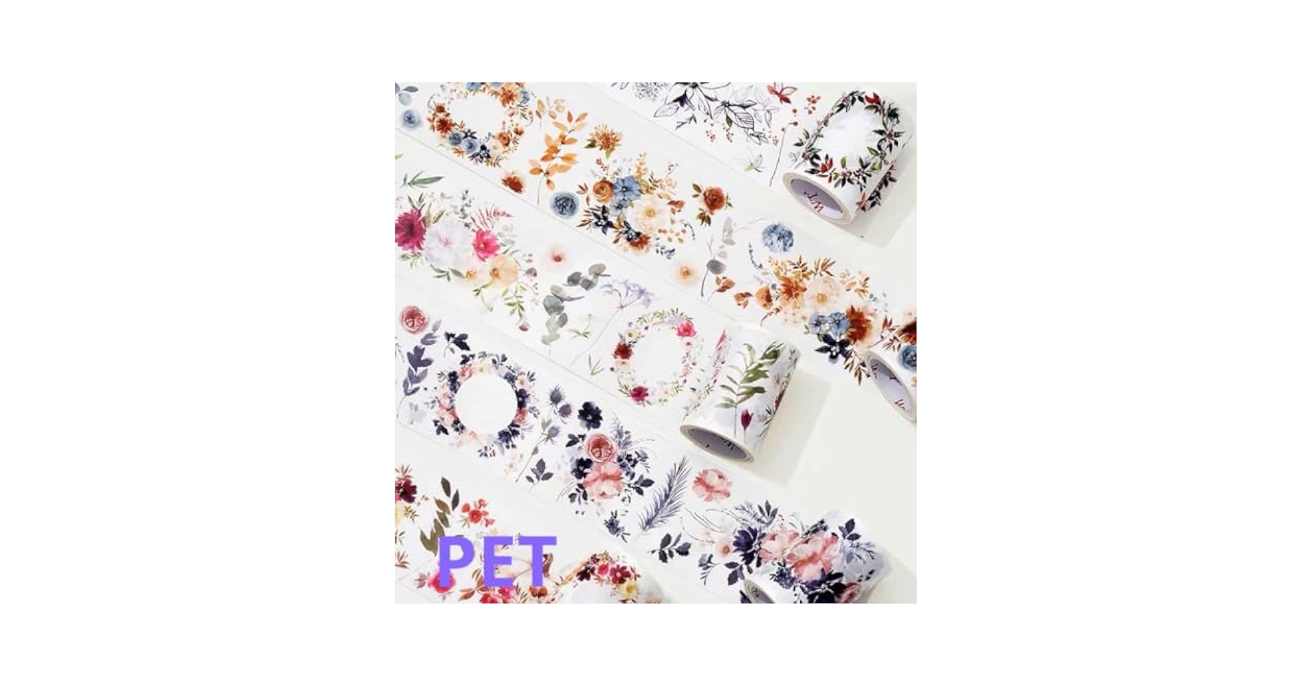 カナダWT　花花合集　PETタイプマスキングテープ　マステ　5点セット Amazon.co.jp: カナダwt 花花合集 pet水晶油墨タイプマスキング