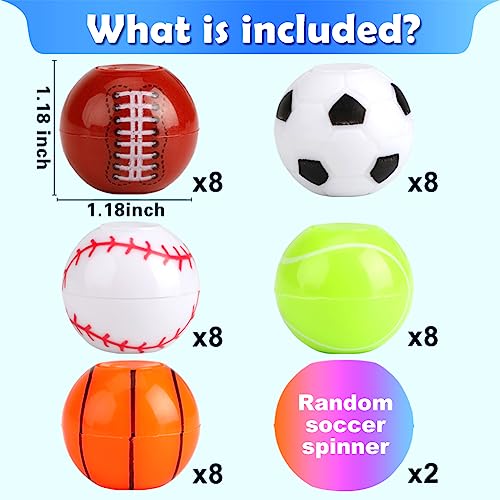 42 Pack Sport Party Favors, Mini Fidget Spinner Sport Ball Toys for Kids Fidget Toys Soccer Baseball for Kids 6-8 8-12 Goodie Bag Stuffers Christmas Birthday Gifts Treasure Box Classroom Prizes - Image 3