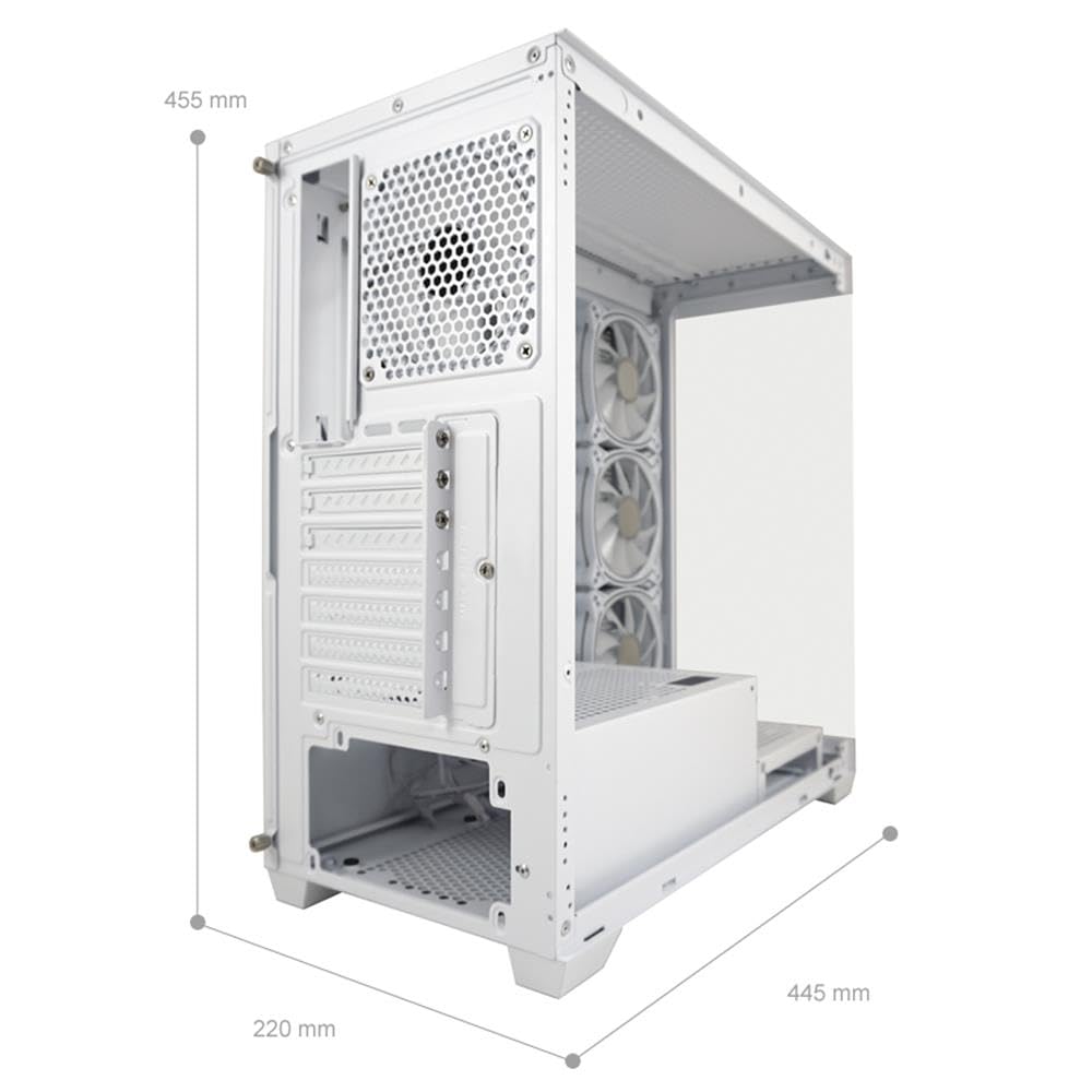 LC-Power Gaming 715W Seamless Pale X Midi-Tower ATX Gaming Case, con 4 ventole ARGB da 120 mm, pannello I/O, software di scheda madre RGB, vetro frontale e laterale in vetro temperato (bianco)