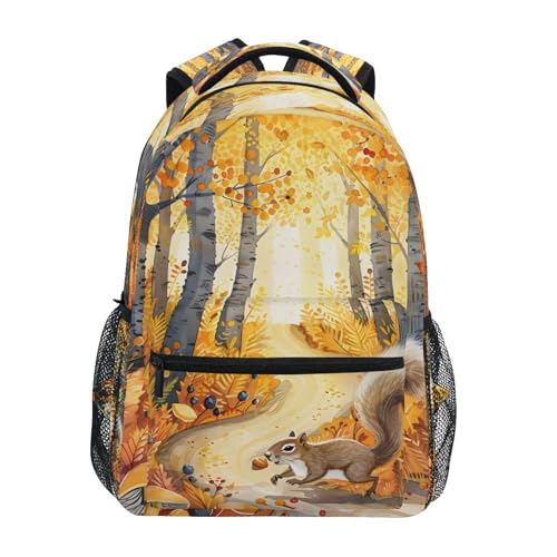 Squirrel Mushroom Backpack for School Boys Girls Adults Kids Bookbag Laptop Bag 15L