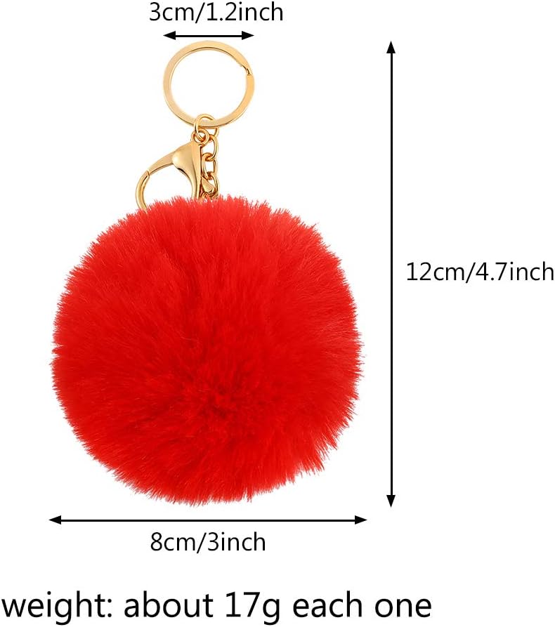 Auihiay 18/40/60 Pieces Pom Poms Keychains, Fluffy Faux Rabbit Fur Pompoms Keyring for Girls Women Pendant Accessories image 3