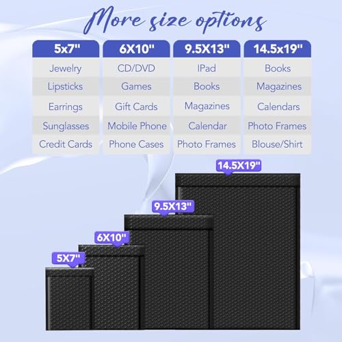 Image of Fuxury Bubble Mailers Bulk 14.5x20 inch 120 Pack Black Large Padded Envelopes | Usable Size 14.5x19 inch Self Seal Bubble Envelopes Padded Mailers Shipping Bags for Mailing book Clothes Small Business #7