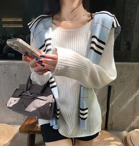 Image of WaJuemy Sweater Shawl Wraps for Women Sweater Knitted Knotted Shawls Travel Casual Scarf Cape Shoulder Tops Fashion Wrap